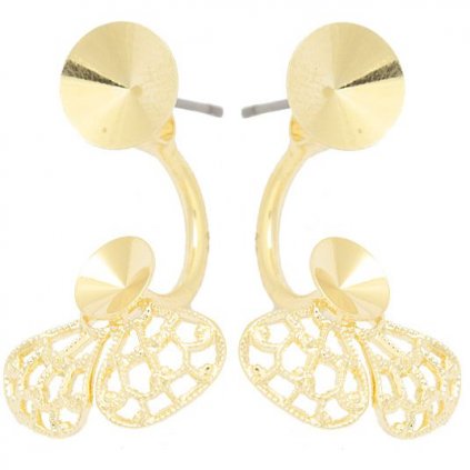 Náušnice DOUBLE rivoli 6mm/filigrán rivoli 6mm gold plating 24kt