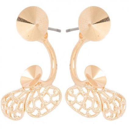 Náušnice DOUBLE rivoli 6mm/filigrán rivoli 6mm rose gold