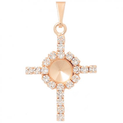 Přívěsek Křížek Rivoli 6mm strass rose gold