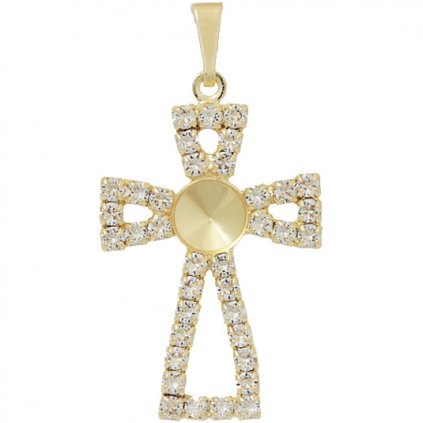 Přívěsek Keltský Kříž Rivoli 6mm strass gold plating 24kt