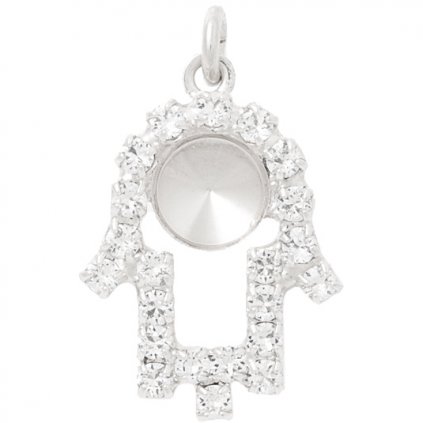 Přívěsek s kroužkem Ruka Fatima Rivoli 6mm strass rhodium