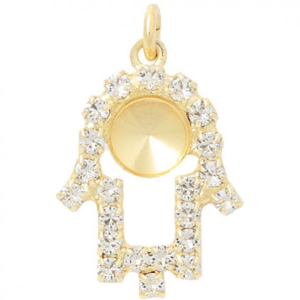 Přívěsek s kroužkem Ruka Fatima Rivoli 6mm strass gold plating 24kt