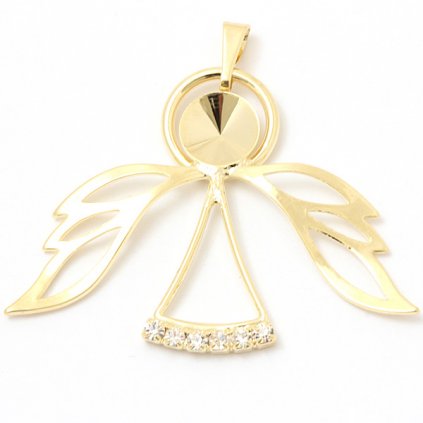 Přívěsek Anděl štras Rivoli 8mm gold plating 24kt