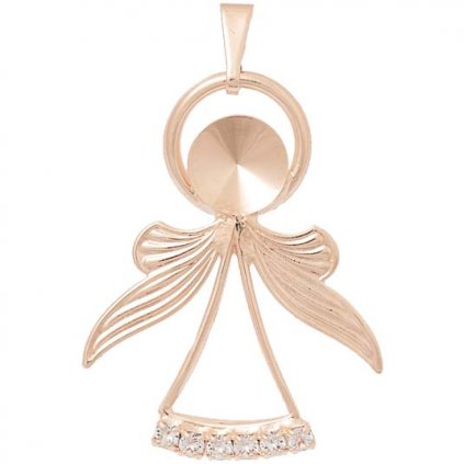 Přívěsek Anděl štras Rivoli 8mm rose gold