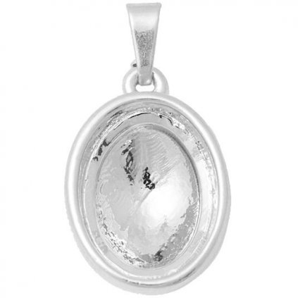 Přívěsek Rivoli OVAL s okrajem 14/10,5mm rhodium