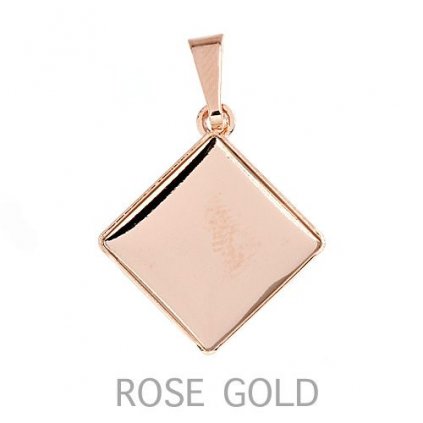 Přívěsek crystalROCKS čtverec 20mm koso rose gold