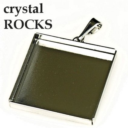 Přívěšek crystalROCKS čtverec 20mm rhodium