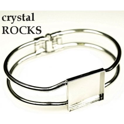 Náramek crystalROCKS čtverec 20mm rhodium