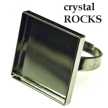 Prsten crystalROCKS čtverec 20mm ruthenium