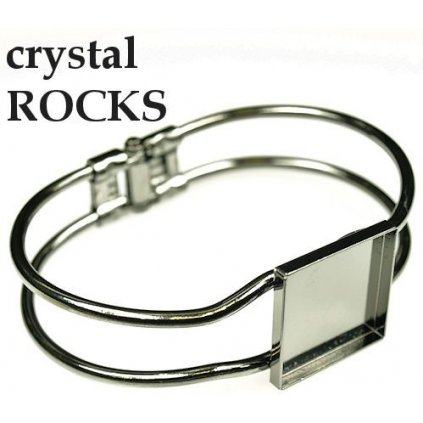 Náramek crystalROCKS čtverec 20mm ruthenium