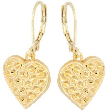 Náušnice SRDCE 15mm Chaton pp11 gold plating 24kt
