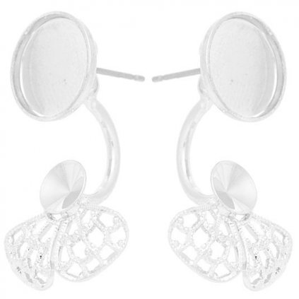 Náušnice DOUBLE chess kruh 10mm/filigrán rivoli 6mm rhodium