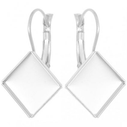 Náušnice koso Chessboard 12mm rhodium