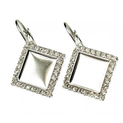 Náušnice Chessboard 12mm s krystaly Swarovski rhodium
