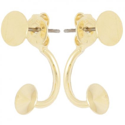 Náušnice DOUBLE Heart 10mm/rivoli 6mm gold plating 24kt