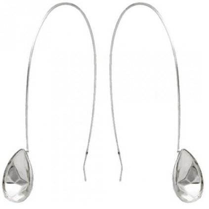 Náušnice BIG Pear 14mm rhodium