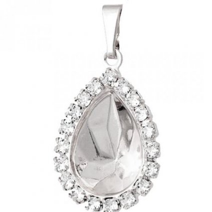 Přívěsek Pear STRASS 18/13mm  rhodium