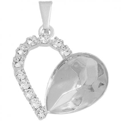 Přívěsek Heart Strass Pear 14mm rhodium