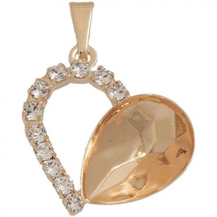 Přívěsek Heart Strass Pear 14mm rose gold