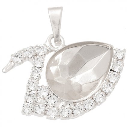 Přívěsek labuť Pear 14mm strass rhodium