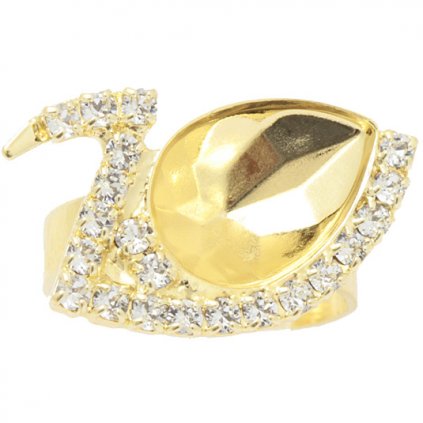 Prsten labuť Pear 14mm strass gold plating 24kt