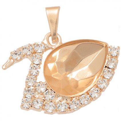 Přívěsek labuť Pear 14mm strass rose gold
