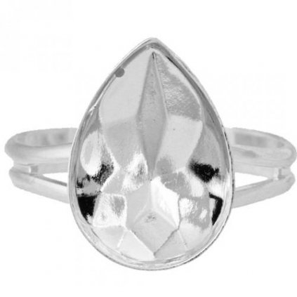 Prsten Pear 14mm rhodium