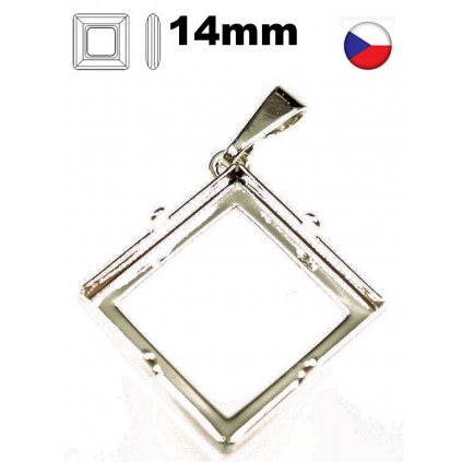 Přívěsek koso SquareRing 14mm krapny rhodium