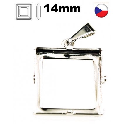 Přívěsek střed SquareRing 14mm krapny rhodium