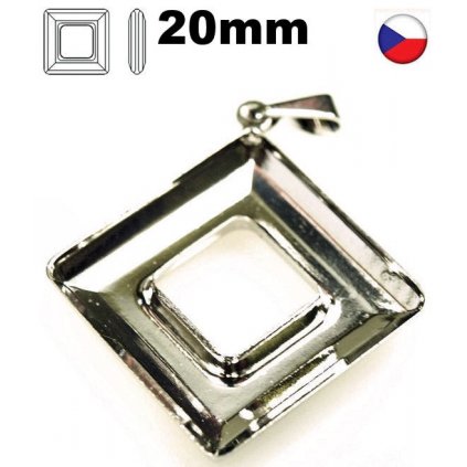 Přívěsek koso SquareRing 20mm rhodium