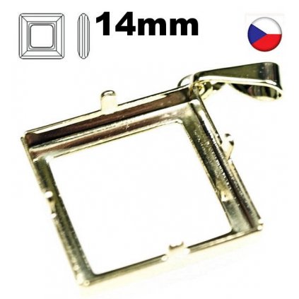 Přívěsek koso SquareRing 14mm krapny gold plating 24kt