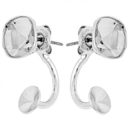 Náušnice DOUBLE Classical Square8mm/rivoli 6mm rhodium