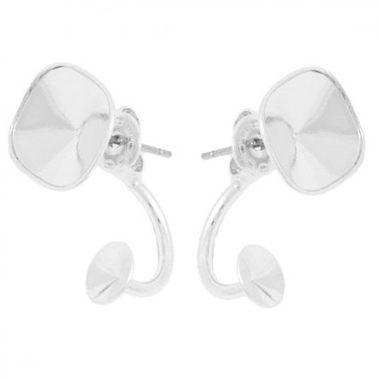 Náušnice DOUBLE Square10mm/rivoli 6mm rhodium