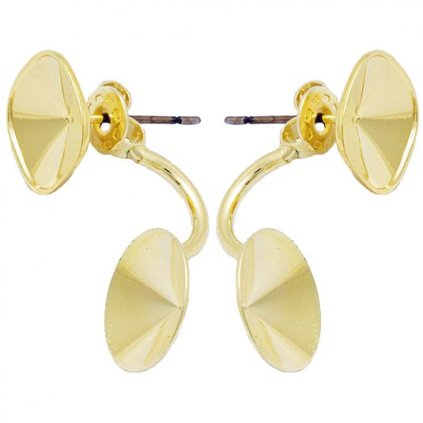 Náušnice DOUBLE Square10mm/rivoli 12mm gold plating 24kt