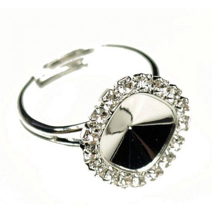 Prsten STRASS Square 10mm rhodium