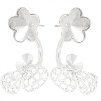 Náušnice DOUBLE flower 10mm/filigrán rivoli 6mm rhodium