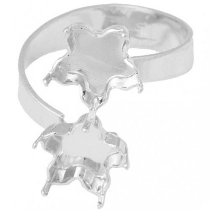 Prsten Flower 2x10mm krapny rhodium