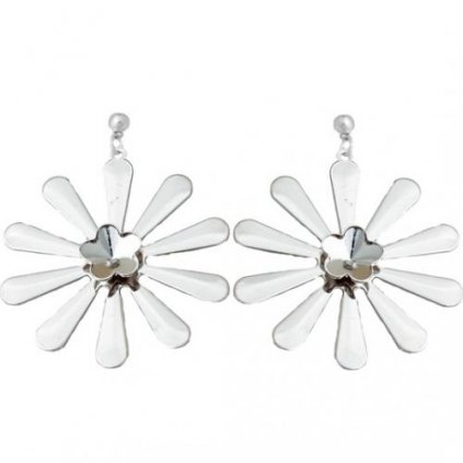 Náušnice bimbací kytka LUX Flower 10mm rhodium