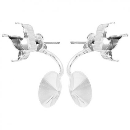 Náušnice DOUBLE Butterfly krapny 10mm/rivoli 12mm rhodium