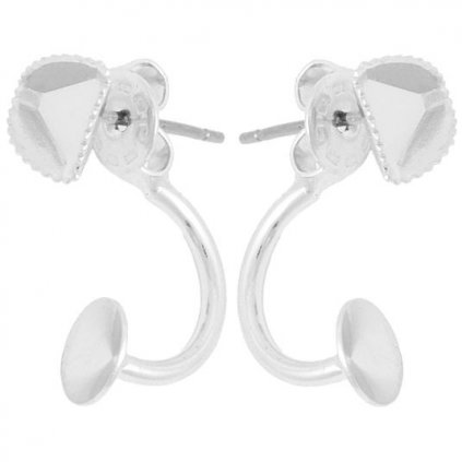 Náušnice DOUBLE Angled Cube 6mm/rivoli 6mm rhodium
