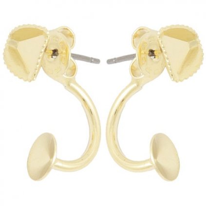 Náušnice DOUBLE Angled Cube 6mm/rivoli 6mm gold plating 24kt