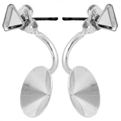 Náušnice DOUBLE Angled Cube 6mm/rivoli 12mm rhodium