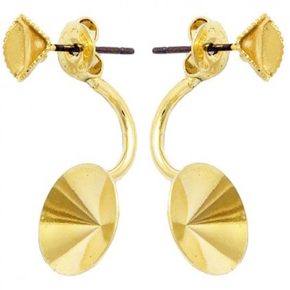 Náušnice DOUBLE Angled Cube 6mm/rivoli 12mm gold plating 24kt