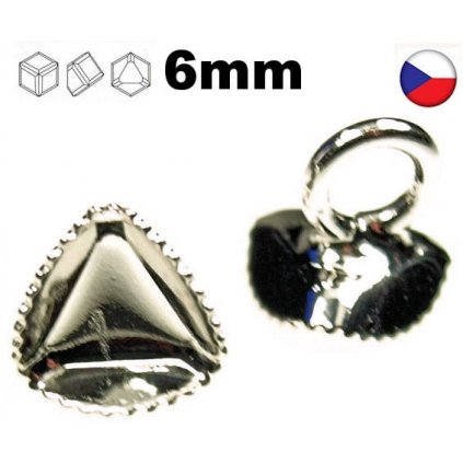 Přívěsek očko v zadu Angled Cube 6mm rhodium