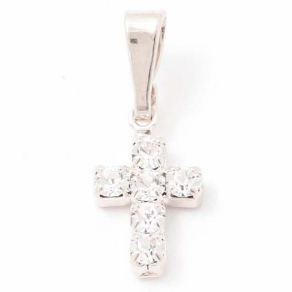 Přívěsek křížek šlupna 18/7mm crystal/rhodium