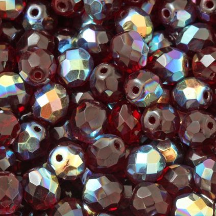Korálky broušené 8mm dark ruby AB (20ks)