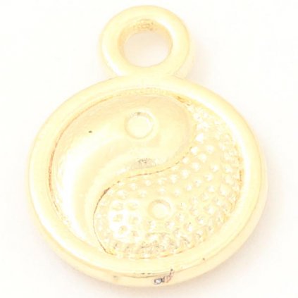 Přívěsek Jin Jang 9mm gold plating 24kt