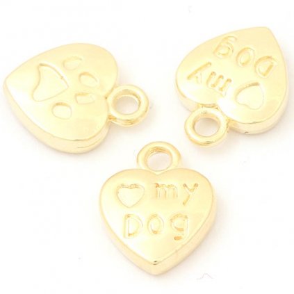 Přívěsek Srdce Love My Dog 12/10mm gold plating 24kt