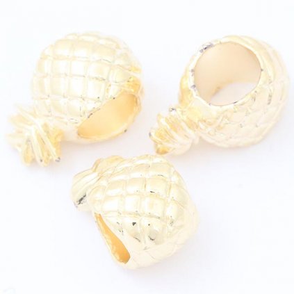 Korálek kovový Ananas 12/8mm gold plating 24kt