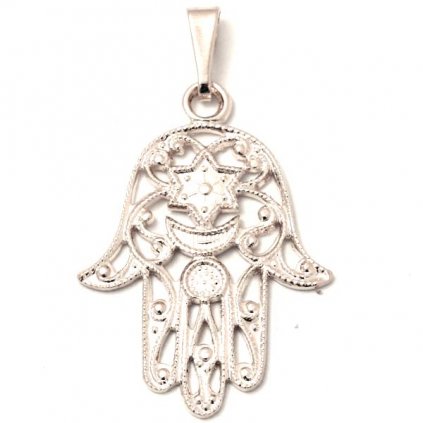 Přívěsek Ruka Fatima 25/20mm rhodium